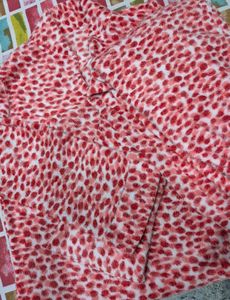Red And White Furry Co-ord Set