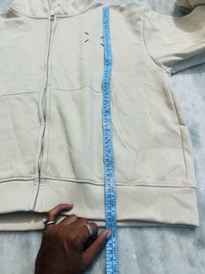 Beige Zip-Up Hoodie