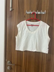 Off White Crop Top From Roadster