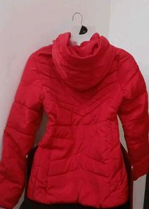Red Puffer Hooded Jacket