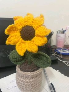 Crochet Sunflower in Pot