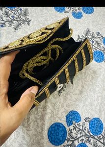 Elegant Embellished Clutch With Belt