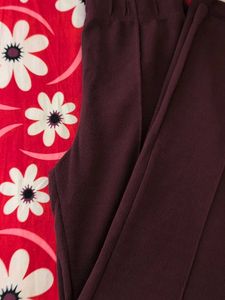 Burgundy Crepe Straight Leg Pants