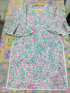 Full Stitched Floral Kurti With Bell Sleeves