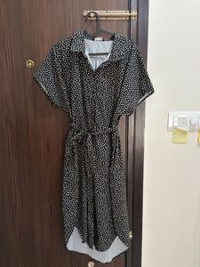 Polka Dot Tie-up Shirt Dress