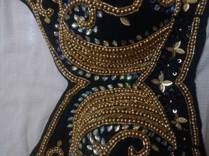 Black &amp; Gold Embellished Blouse Y2K
