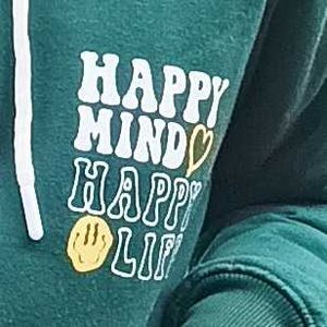 Green &#39;Happy Mind&#39; Hoodie