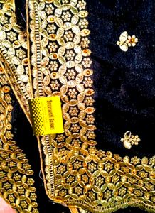 PRICE DROP✨Black Saree With GoldenStoneWork💕