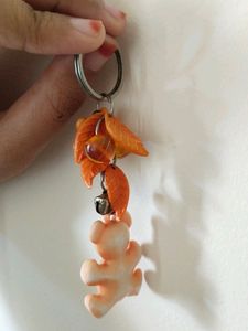 Orange Teddybear Keychain With Beautiful Butterfly