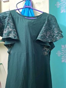 Green Dress with Floral Sleeves