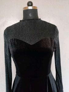 Black Velvet Sparkle Party Dress