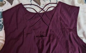Marron Sleeveless Top With Beautiful Back Details