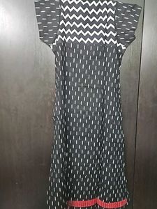 Black &amp; White Chevron Print Kurta