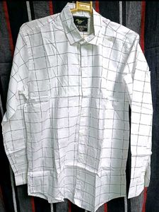 Men's White Checked Casual Shirt