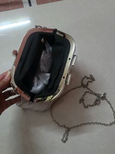 Beautiful Silver Clutch Cum Sling Bag