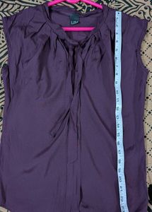 Formal Purple Semi Sleeves Top