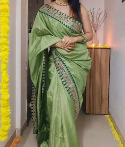 Olive Green Saree