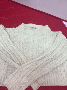 Zara Knit Cable Sweater - Light Yellow