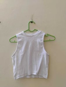 White Ribbed Crop Top
