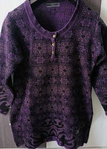 Floral Printed woolen kashmiri short kurti for wom