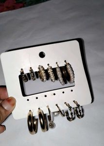 Vintage Silver Tone Choker And 6 Earings