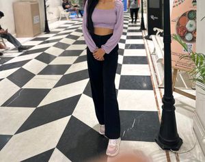 Lavender Cute  Full Sleeves Crop Top