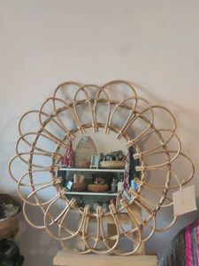 Bamboo Rattan Flower Mirror 2