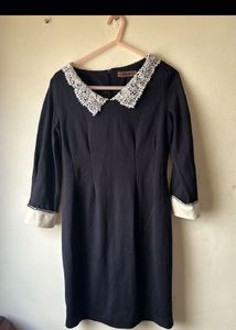 Black Dress with Lace Collar