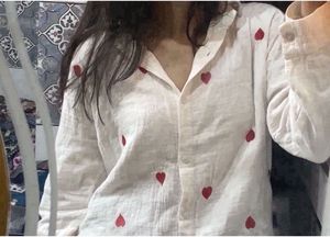 Heart Print Button-Down Shirt