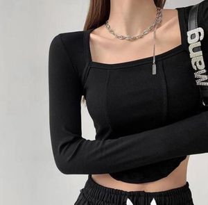 New Trendy Black Long Sleeve Corset Top