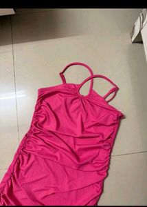 Hot Pink Ruched Mini Dress