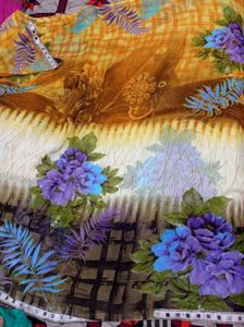 Elegant Brown &amp; Beige Floral Saree With Blooms