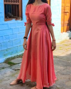 Floral Pink Full Length Anarkali Frock