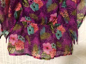 Floral Printed  Purple Top
