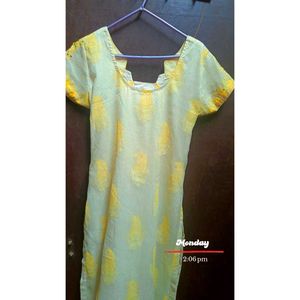 Yellow Printed Kurti