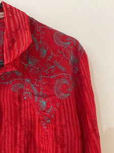 Embroidery Red Shirts For Women