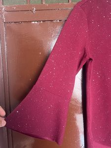 Code Burgandy Color Shimmery Top