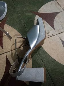 Mochi Silver Ankle Strap Flats