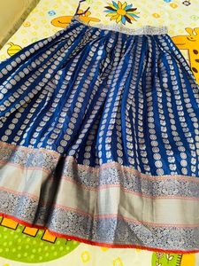 Blue Silk Lehenga Skirt