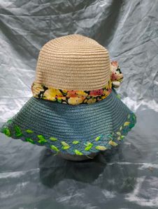 Floral Accent Straw Sun Hat