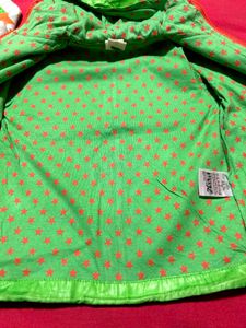 Kids Hooded Star Print Jacket – Green (Size 80)