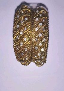 Gold Tone Rhinestone Bangle Set