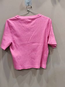 Pink Heart Cutout Crop Top