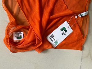 Newme See Through Orange Top