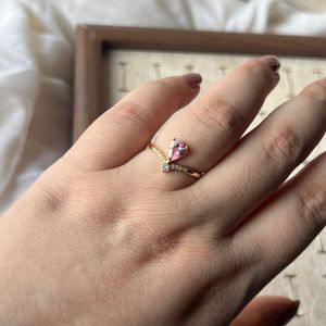 Gold Ring with Pink Gemstone