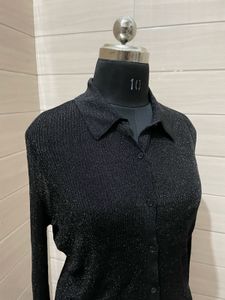 Partywear Sparkly Black Long Sleeve Shirt