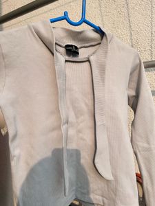 Tie-Front Long Sleeve Top