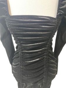 Black Velvet Ruched Mini Dress