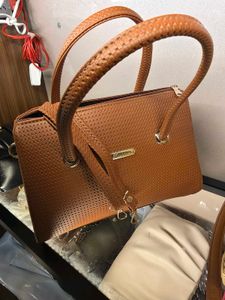 Brown Leather Dotted Sling Bag New
