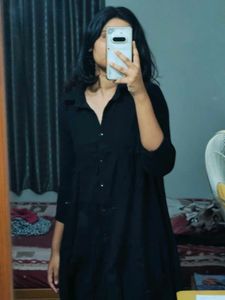 Black Button-Down Shirt Dress